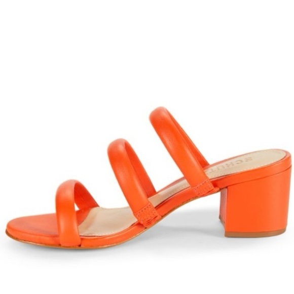 NEW! Schutz Bright Orange Olly Block Heel Leather Sandals - Size 6 - Picture 3 of 16